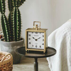 NIKKY HOME Gold Table Clock, Silent Non-Ticking Classic Battery Operated